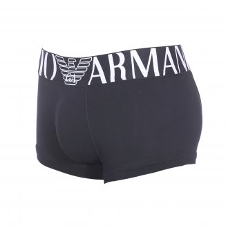 Boxer Emporio Armani en coton stretch noir à large ceinture brodée