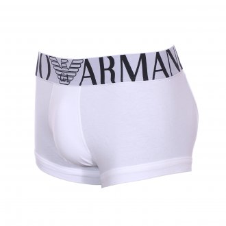 Boxer Emporio Armani en coton stretch blanc à large ceinture brodée