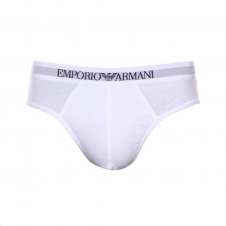 Lot de 2 slips Emporio Armani en coton blanc à ceinture brodée