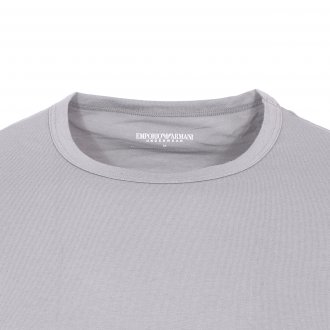 Lot de 2 tee-shirts col rond Emporio Armani en coton stretch : 1 modèle gris et 1 modèle noir