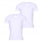 Lot de 2 tee-shirts col V Emporio Armani en coton blanc floqué en blanc