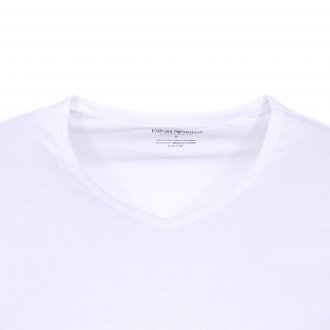 Lot de 2 tee-shirts col V Emporio Armani en coton blanc floqué en blanc