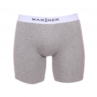 Boxer ouvert coupe longue Mariner en coton peigné stretch gris chiné