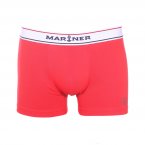 Boxer Mariner en coton peigné stretch rouge à ceinture élastiquée blanche brodée