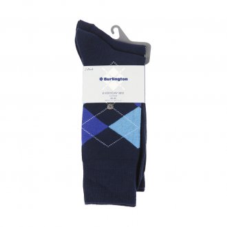 Lot de 2 paires de chaussettes Everyday Mix Burlington en coton stretch bleu marine et bleu marine à motif jacquard