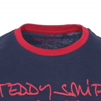 Tee-shirt col rond Teddy Smith Junior Ticlass en coton bleu marine floqué en bordeaux