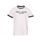 Tee-shirt col rond Teddy Smith Ticlass Junior en coton mélangé blanc chiné de gris floqué en noir