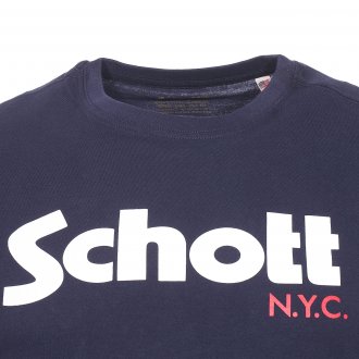 Tee-shirt col rond Schott NYC TS Logo en coton bleu marine