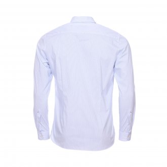 Chemise cintrée U.S. Polo Assn. Octavi en coton stretch blanc à fines rayures bleu ciel