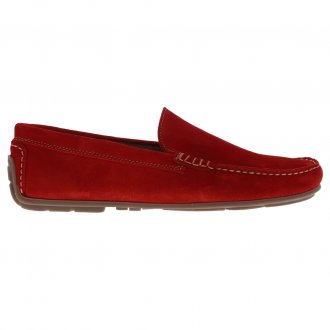 Chaussures bateau en croute de cuir rouge