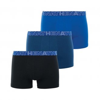 Lot de 3 boxers Athena Eco Pack en coton stretch noir, bleu pétrole et bleu indigo