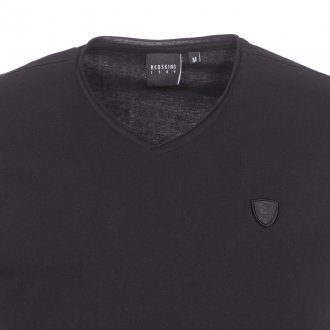 Tee-shirt col V Redskins en coton noir