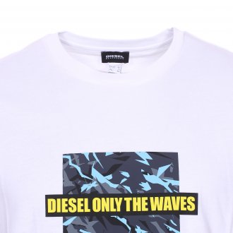 Tee-shirt col rond Diesel Just-B en coton blanc floqué d'un imprimé camouflage