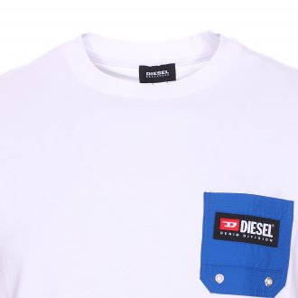 Tee-shirt col rond Diesel Just-B en coton blanc à poche poitrine