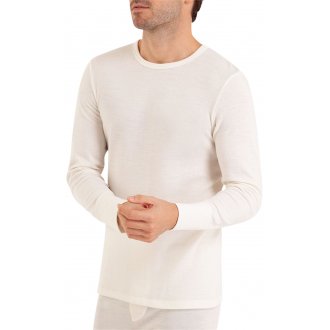 Tee-shirt à col rond et manches longues Eminence en laine mélangée blanc