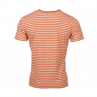 Tee-shirt col rond Armor lux Héritage en coton et lin blanc cassé et orange
