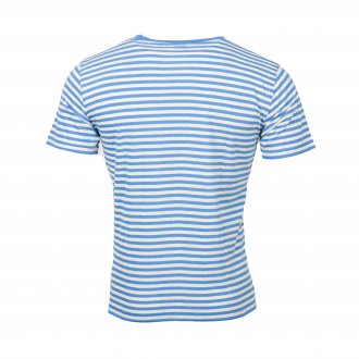 Tee-shirt col rond Armor lux Héritage en coton et lin blanc cassé et bleu ciel