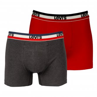 Lot de 2 boxers Levi's® en coton stretch rouge et gris anthracite