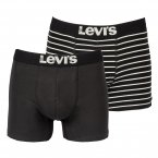Lot de 2 boxers Levi's Vintage en coton stretch noir et noir à rayures blanches