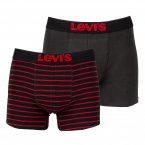 Lot de 2 boxers Levi's Vintage en coton stretch noir et noir à rayures rouges