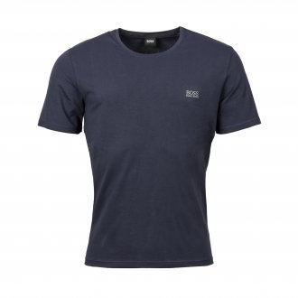 Tee-shirt col rond Hugo Boss en coton stretch bleu marine brodé