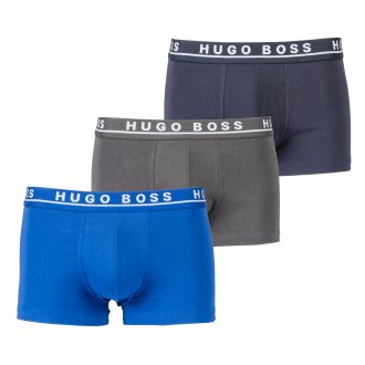 Lot de 3 boxers Hugo Boss en coton stretch gris, noir et bleu marine