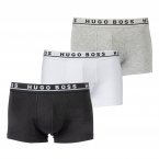 Lot de 3 boxers Hugo Boss en coton stretch blanc, gris chiné et noir