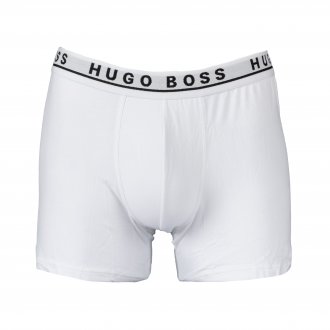 Lot de 3 boxers longs Hugo Boss en coton stretch blanc, gris chiné et noir