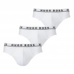 Lot de 3 slips Hugo Boss en coton stretch blanc imprimés en noir à la ceinture