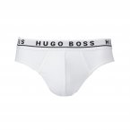 Lot de 3 slips Hugo Boss en coton stretch blanc imprimés en noir à la ceinture