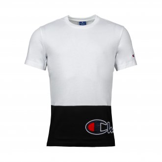 Tee-shirt col rond Champion en coton colorblock blanc et noir