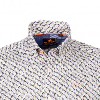 Chemise ajustée manches courtes NZA Havelock en coton stretch blanc à motifs multicolors