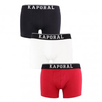 Lot de 3 boxers Kaporal en coton stretch noir, blanc et rouge