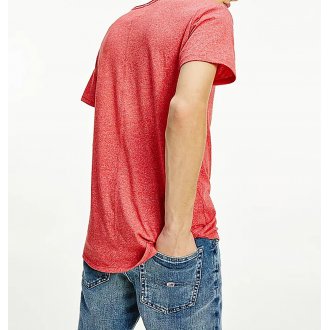 T-shirt Tommy Hilfiger droit rouge avec manches courtes et col v