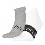 Lot de 2 paires de chaussettes basses Calvin Klein en coton mélangé stretch blanc et gris imprimés en noir