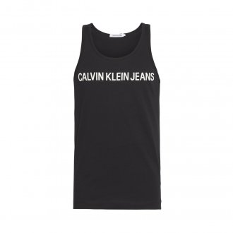 Débardeur Calvin Klein Jeans Institutional en coton biologique stretch noir floqué blanc