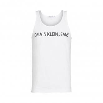 Débardeur Calvin Klein Jeans Institutional en coton blanc floqué noir