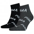 Lot de 2 paires de chaussettes Puma Underwear en coton stretch mélangé noir et gris anthracite