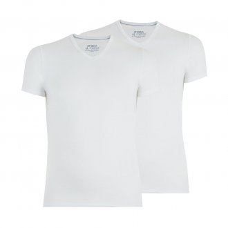 Tee-shirt col V Athena en coton stretch blanc