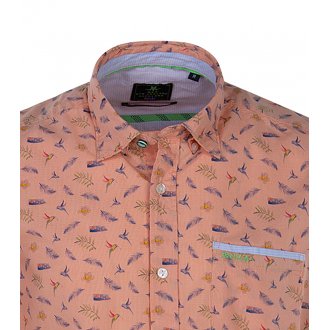 Chemise coupe droite manches courtes NZA Hummingbird en coton orange à motifs oiseaux et fleurs