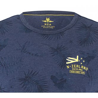 Tee-shirt col rond NZA Pearson en coton mélangé bleu marine