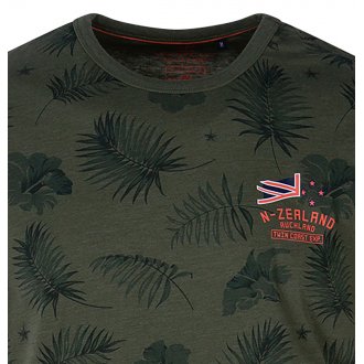 Tee-shirt col rond NZA Pearson en coton mélangé vert kaki à motifs fleurs