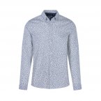 Chemise coupe droite Deeluxe Pal en coton blanc à motifs bleus
