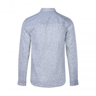 Chemise coupe droite Deeluxe Pal en coton blanc à motifs bleus