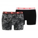 Lot de 2 boxers Puma en coton stretch noir et à motif camouflage noir et gris
