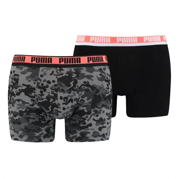 Lot de 2 boxers Puma en coton stretch noir et à motif camouflage noir ...