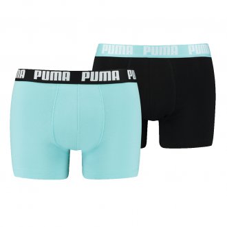 Lot de 2 boxers Puma en coton stretch noir et bleu ciel