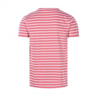 Tee-shirt col rond Armor Lux Hoedic en coton rose à rayures blanches