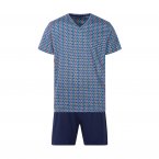 Pyjama court Hom Pop Art en coton bleu marine