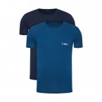 Lot de 2 tee-shirts Armani en coton stretch bleu indigo et bleu marine
